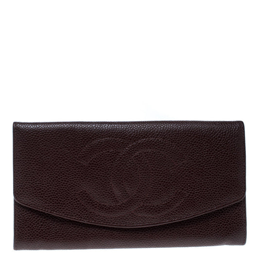 Chanel Maroon Leather CC Timeless Vintage Wallet