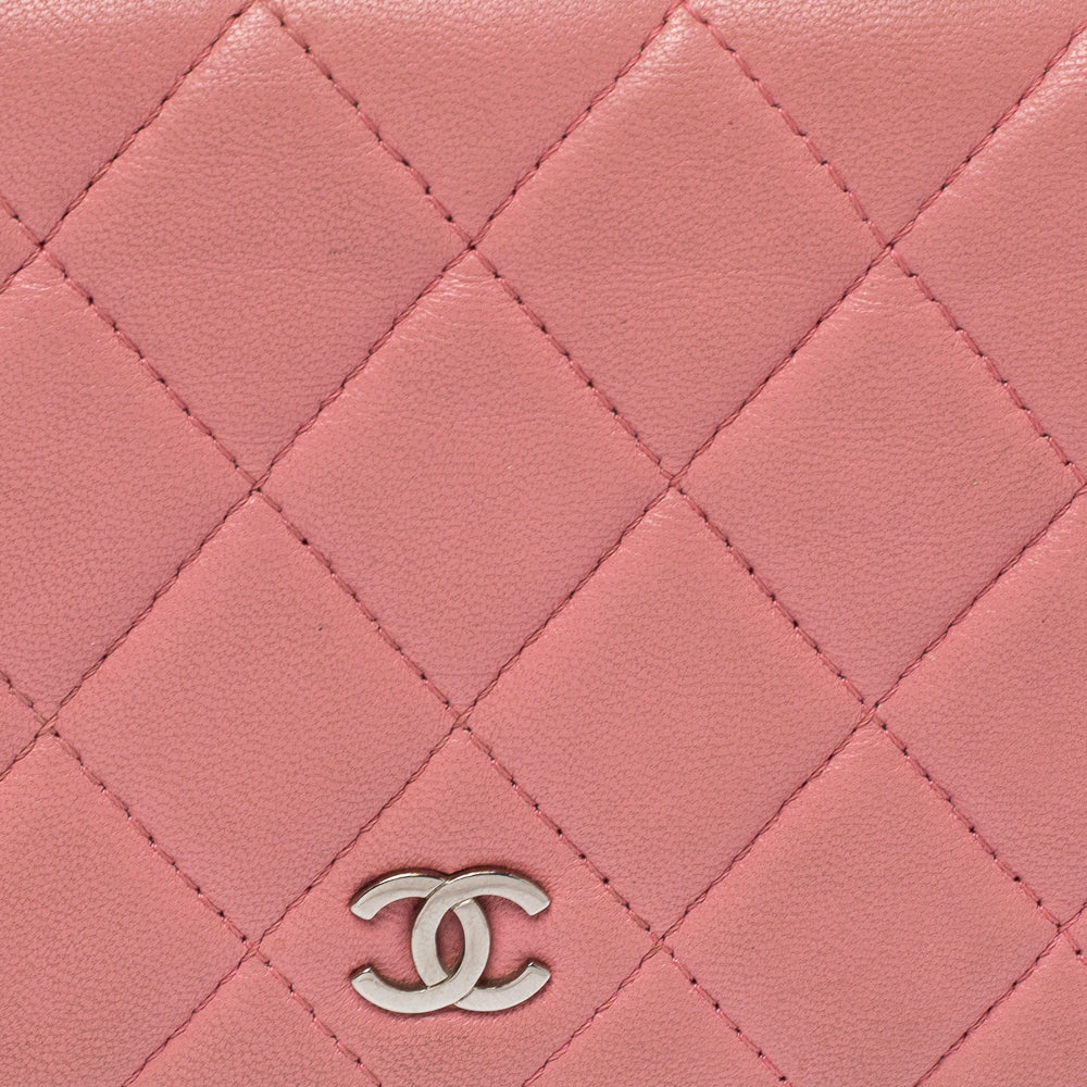 Chanel Pink Quilted Leather L Yen Continental Wallet