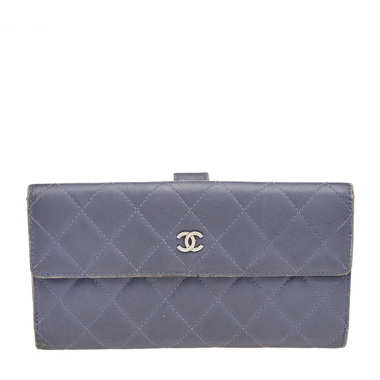 Chanel Lavender Quilted Leather CC Long Flap Wallet