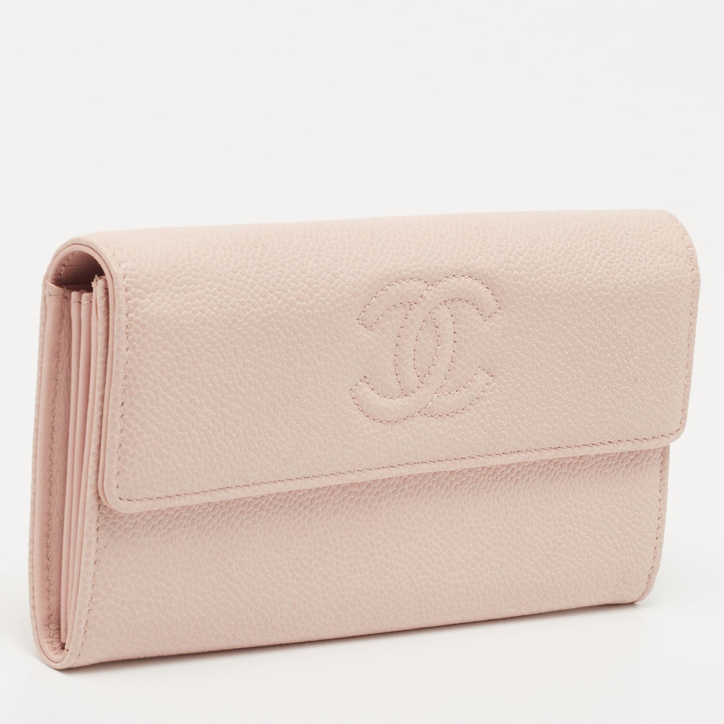 Chanel Pink Caviar Leather CC Flap Wallet