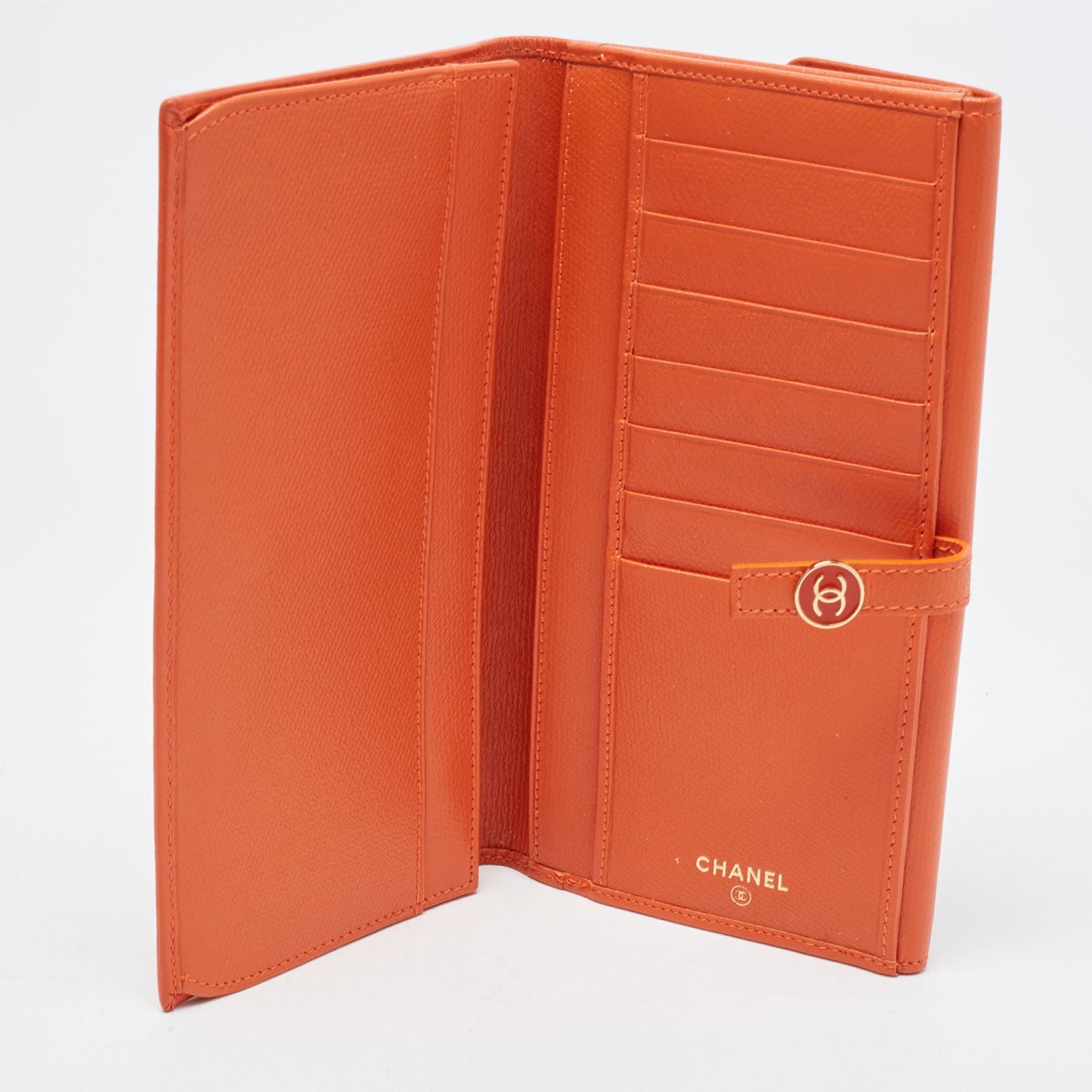 CHANEL Orange Leather CC Flap Continental Wallet