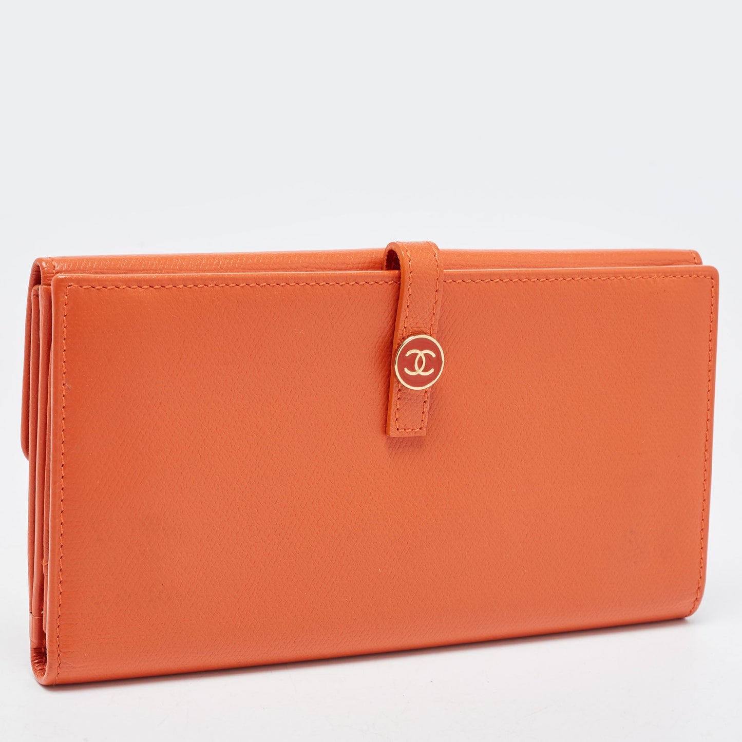 CHANEL Orange Leather CC Flap Continental Wallet