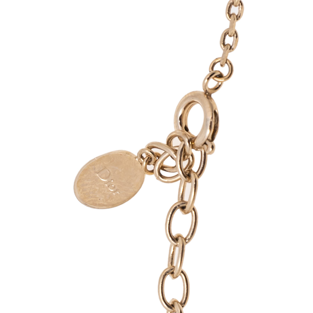 DIOR Crystals Gold Tone Metal Necklace