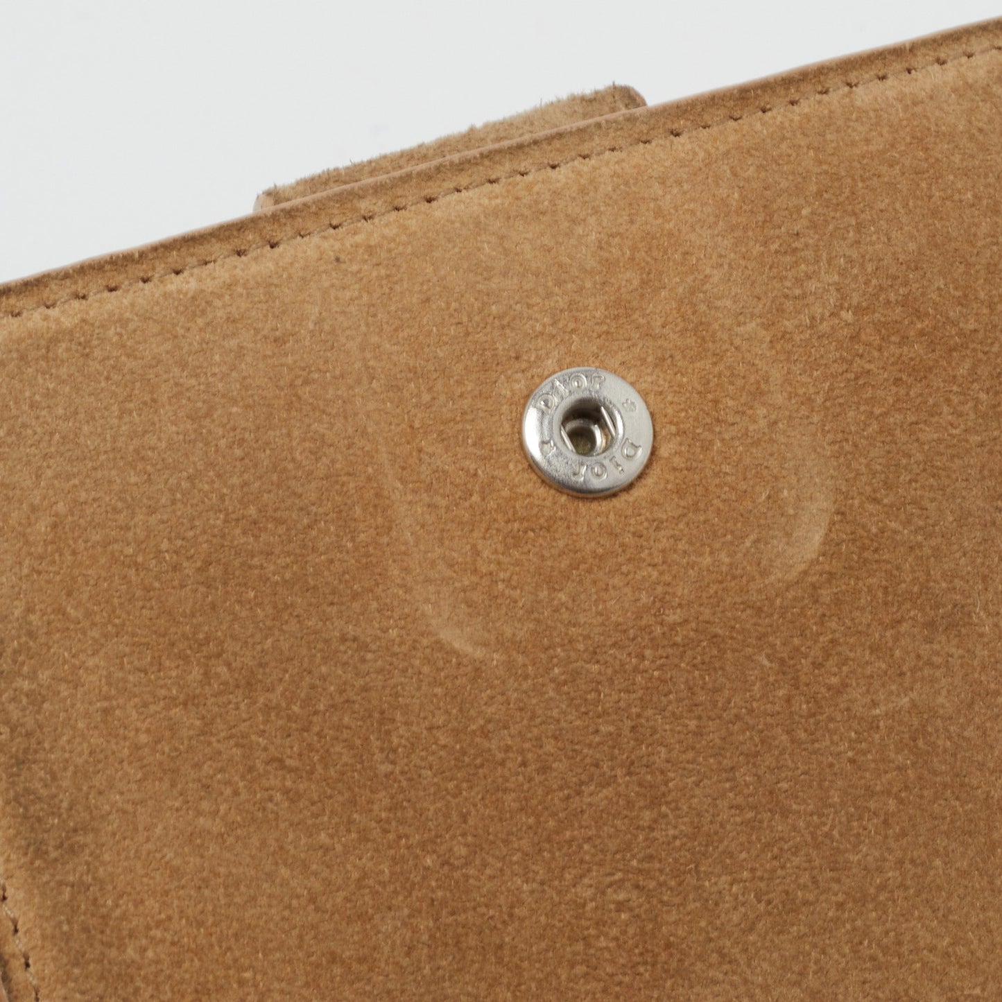 DIOR Beige Leather and Suede Grommet Logo Trifold Wallet