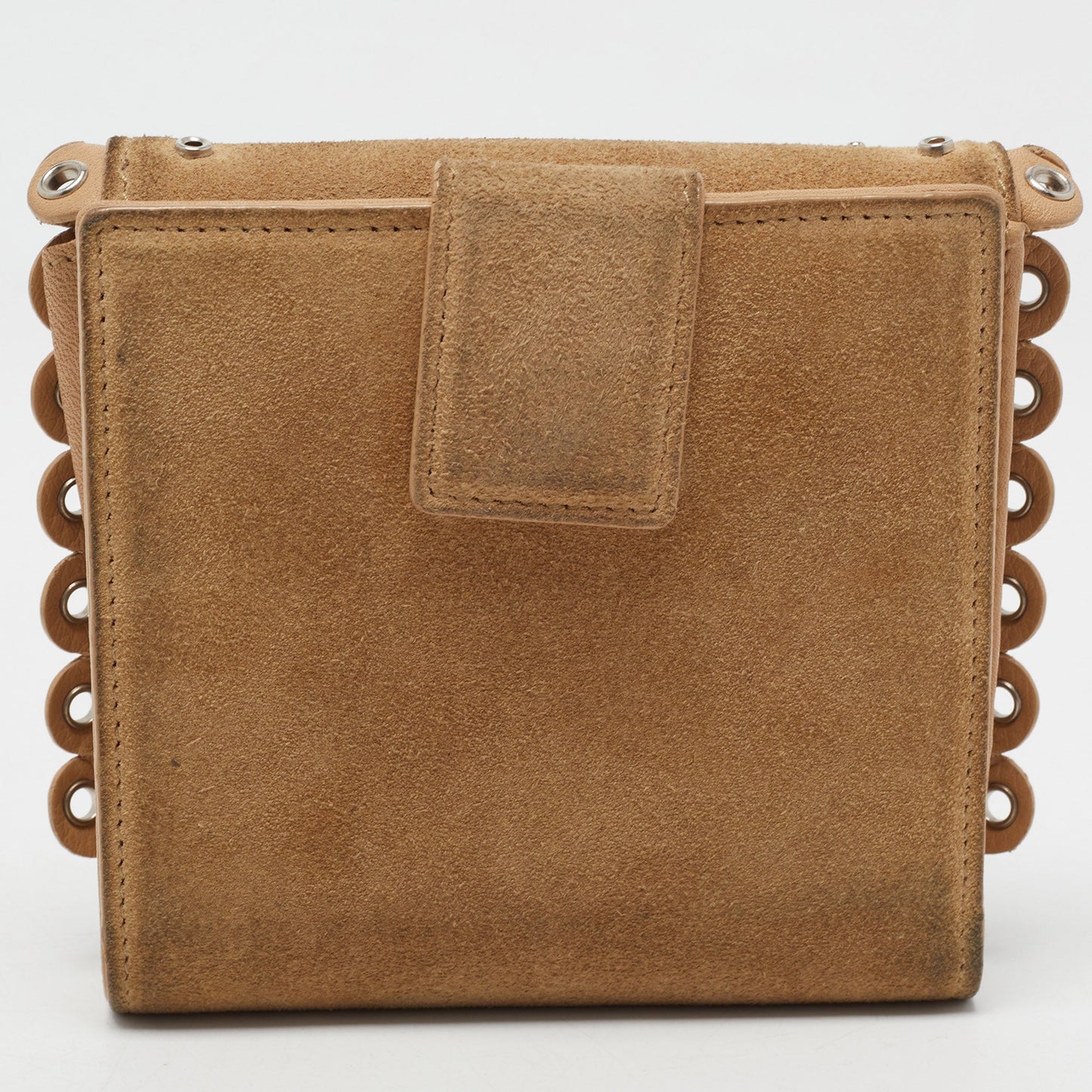 DIOR Beige Leather and Suede Grommet Logo Trifold Wallet