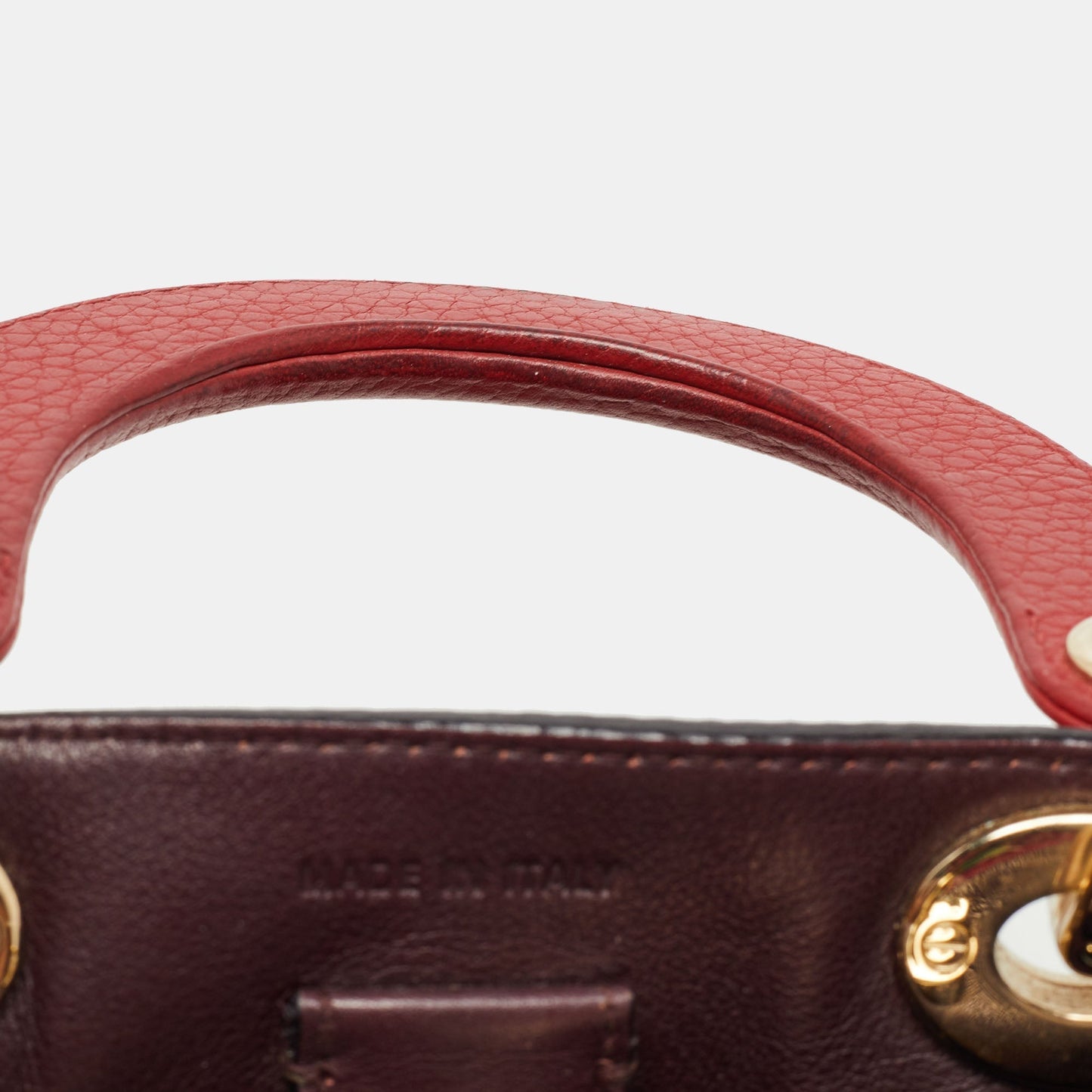 DIOR Red Grained Leather Mini issimo Tote