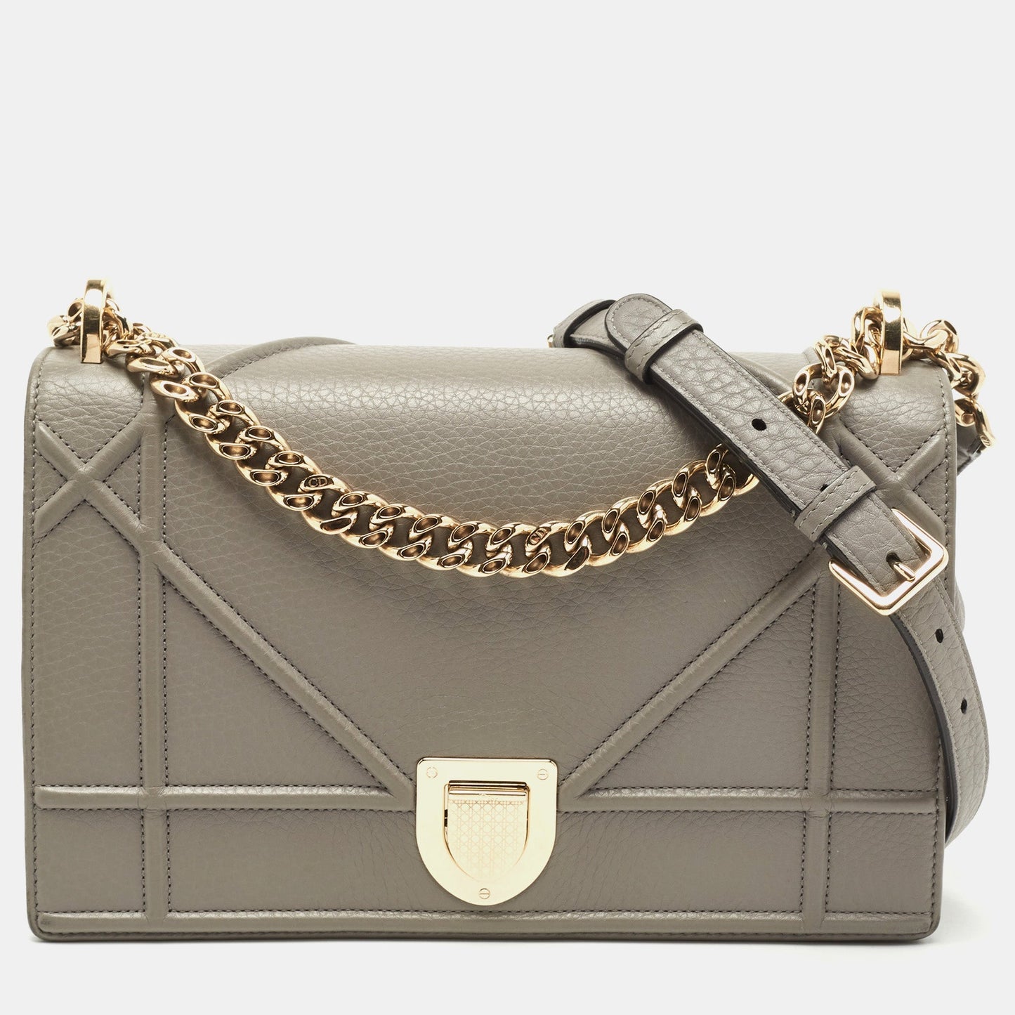 DIOR Grey Leather Medium ama Shoulder Bag