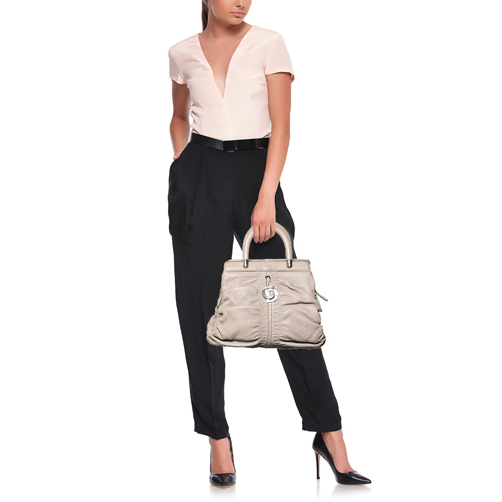 DIOR Grey Leather Karenina Hermitage Satchel