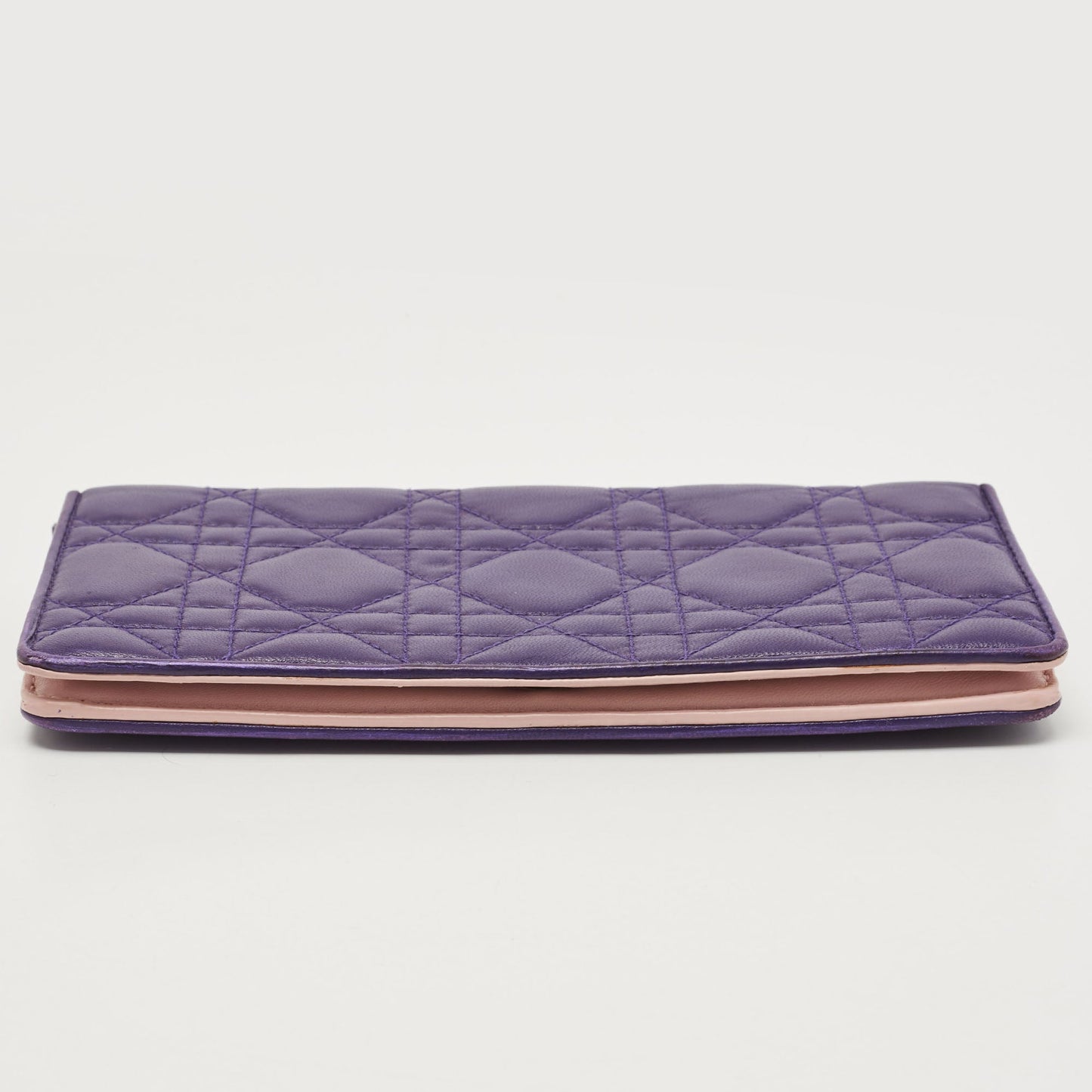 DIOR Purple Cannage Leather Bifold Continental Wallet