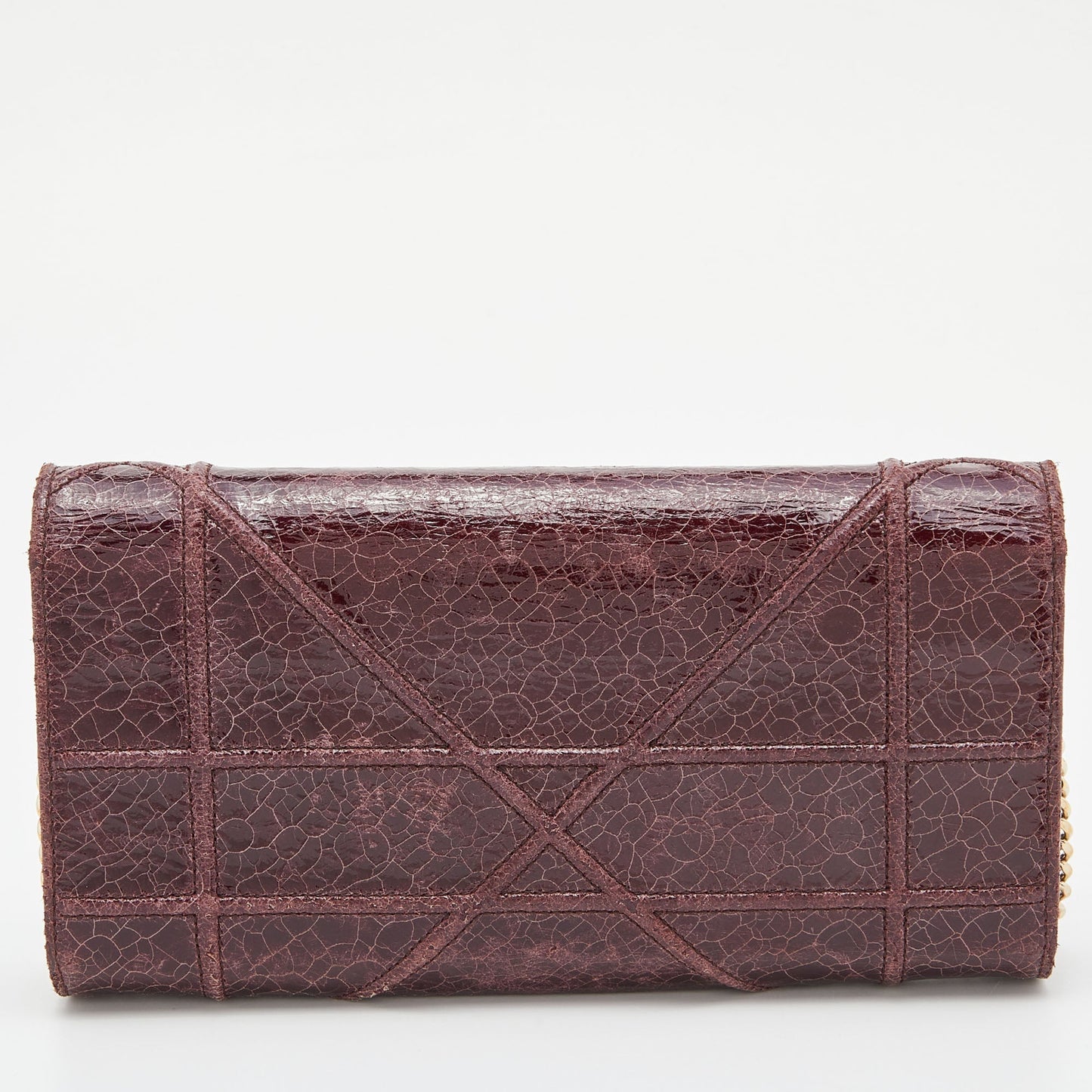 DIOR Burgundy Crackled Leather ama Wallet On Chain