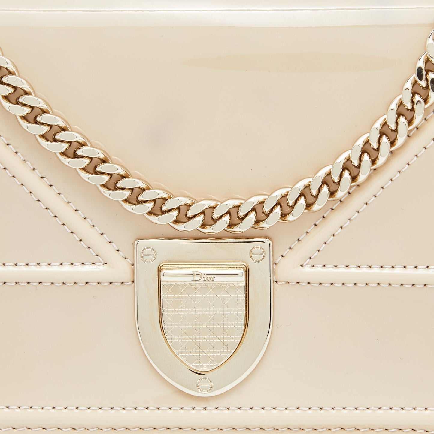 DIOR Beige Patent Leather ama Wallet on Chain