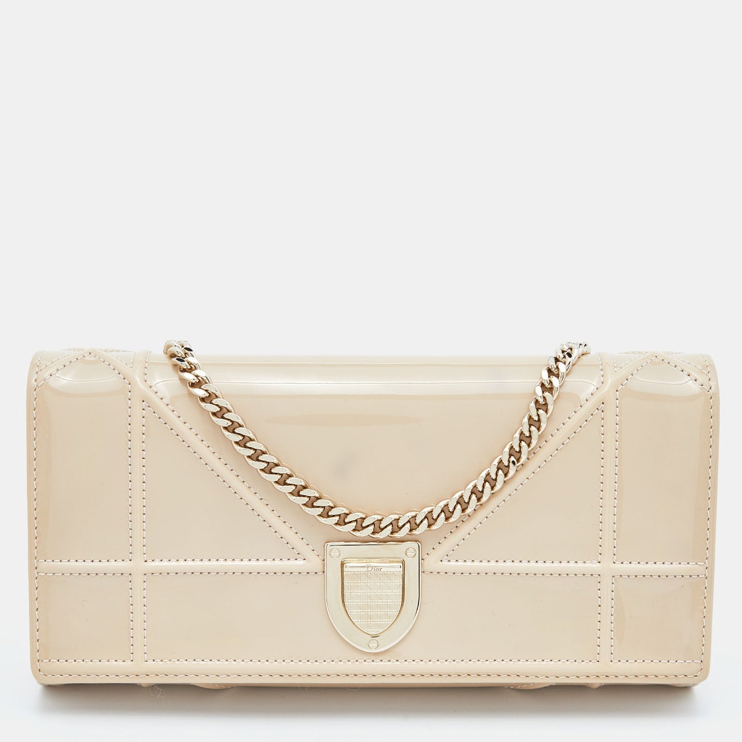 DIOR Beige Patent Leather ama Wallet on Chain