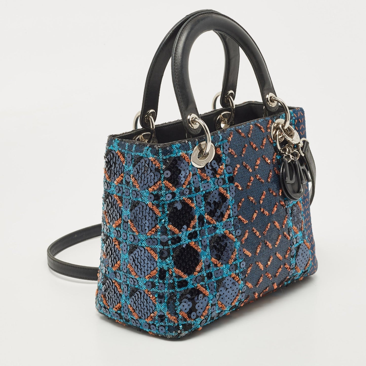 DIOR Multicolor Cannage Sequins and Leather Medium Lady  Tote