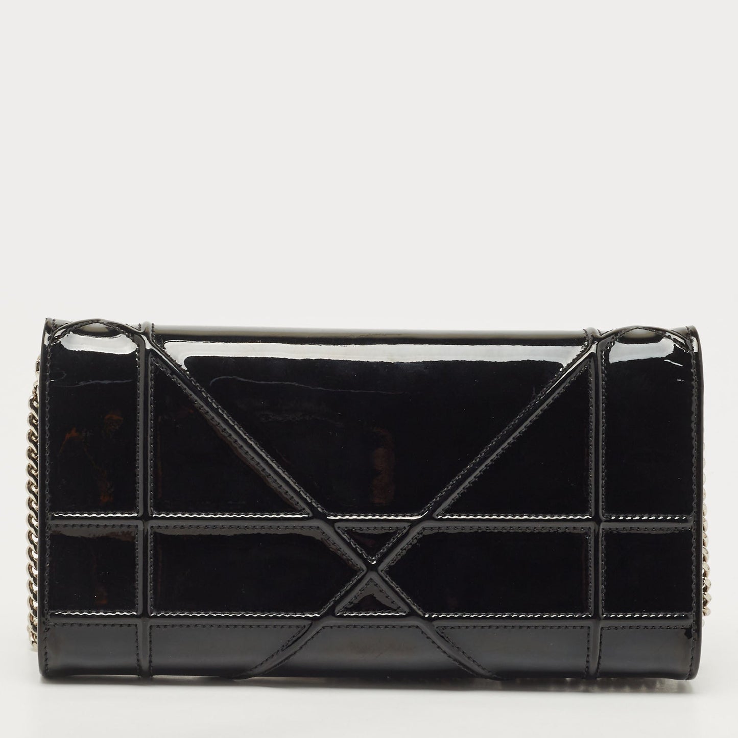 DIOR Black Patent Leather ama Wallet on Chain