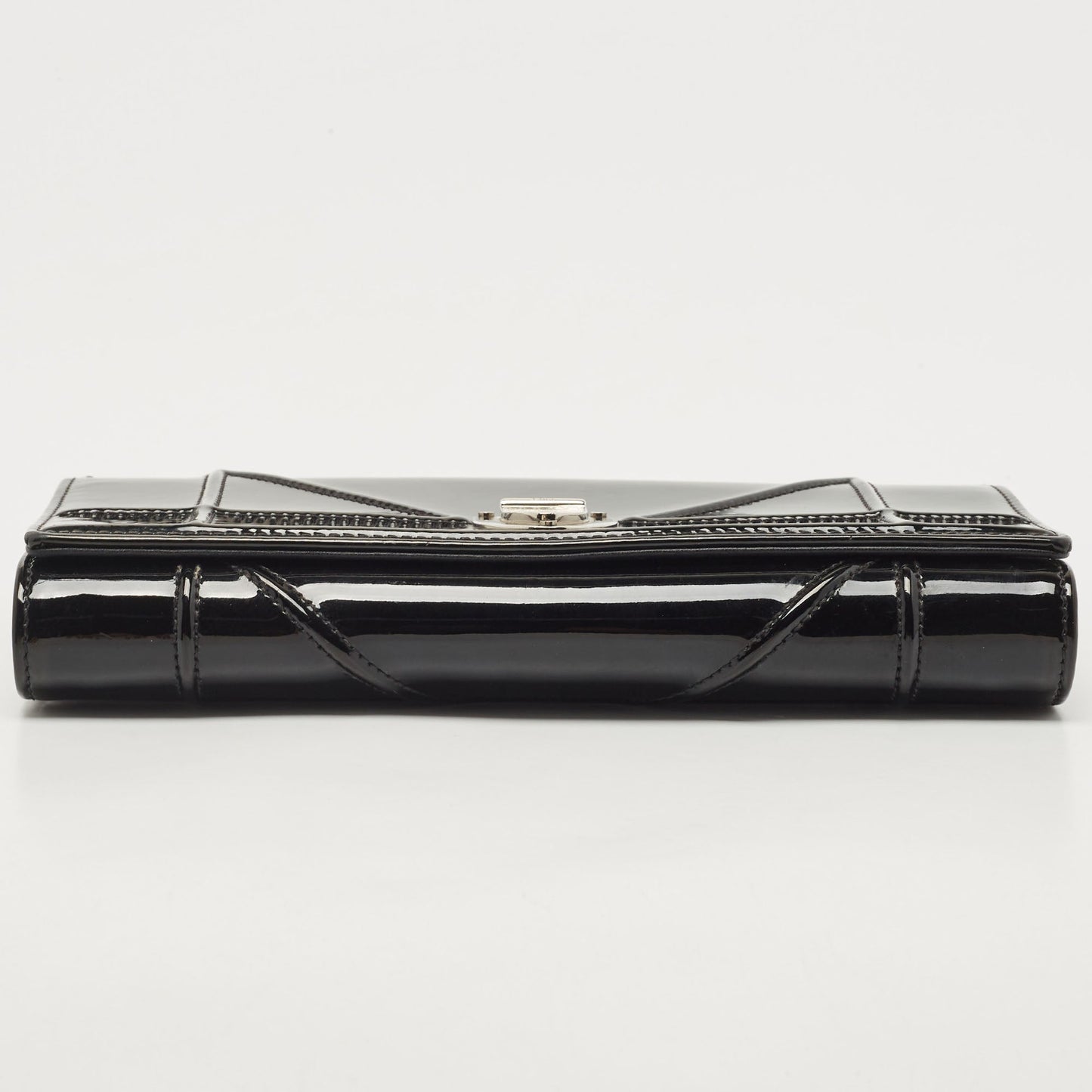 DIOR Black Patent Leather ama Wallet on Chain