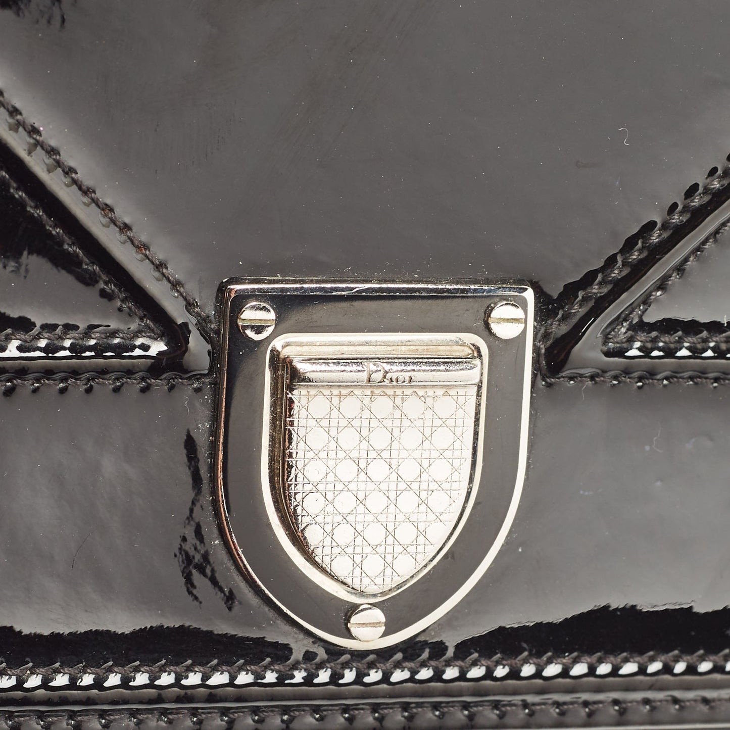 DIOR Black Patent Leather ama Wallet on Chain