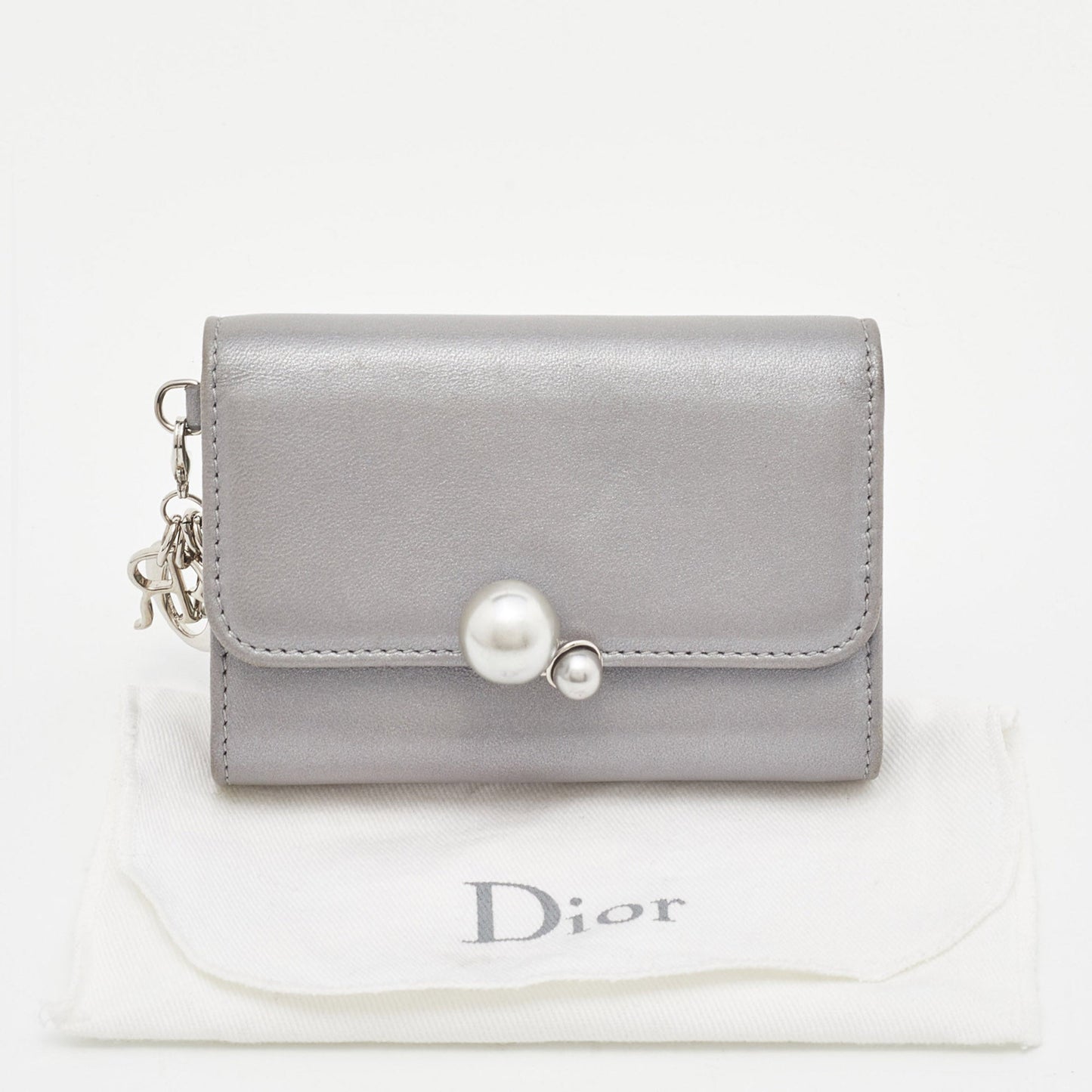 DIOR Grey Leather Tribale Card Case