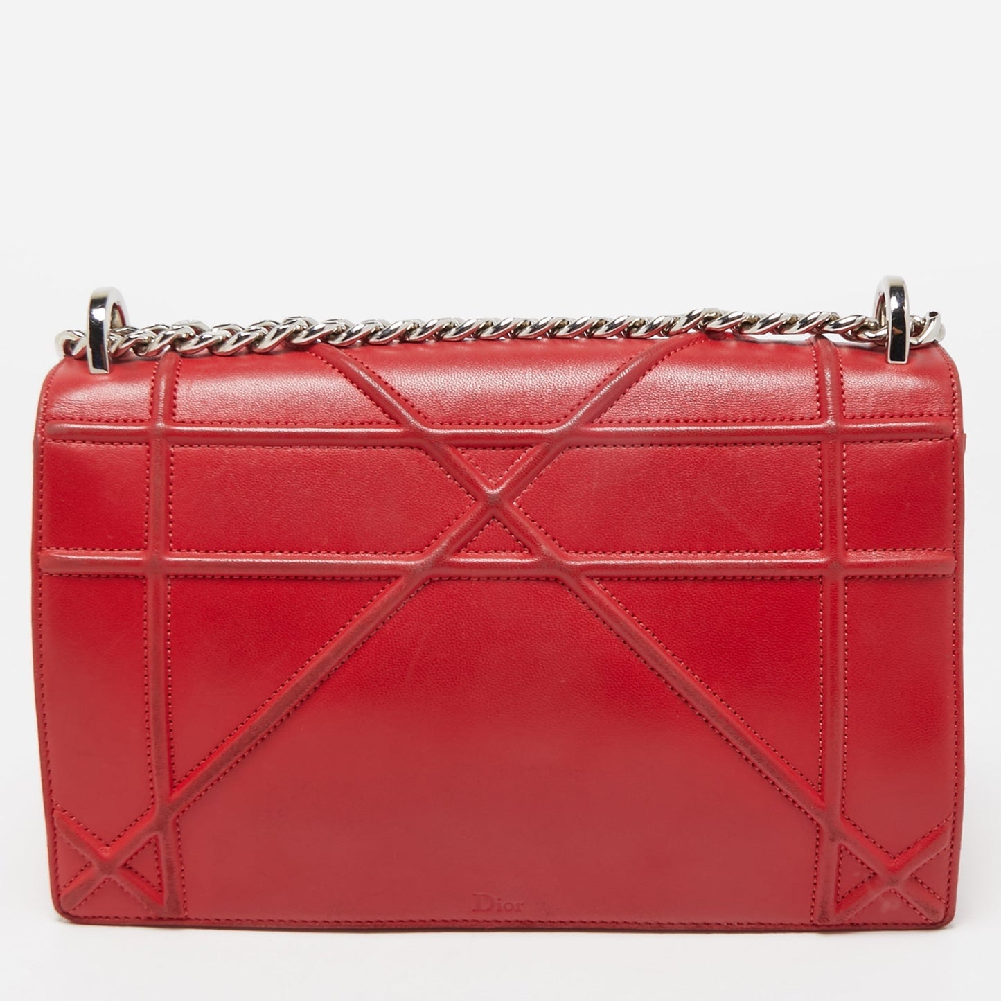 DIOR Red Leather Medium ama Flap Shoulder Bag