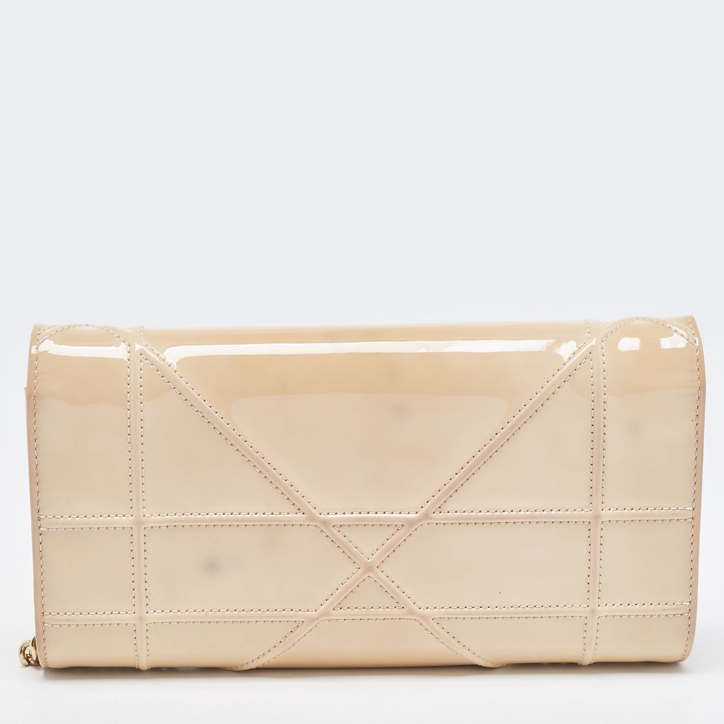 DIOR Beige Patent Leather ama Wallet On Chain