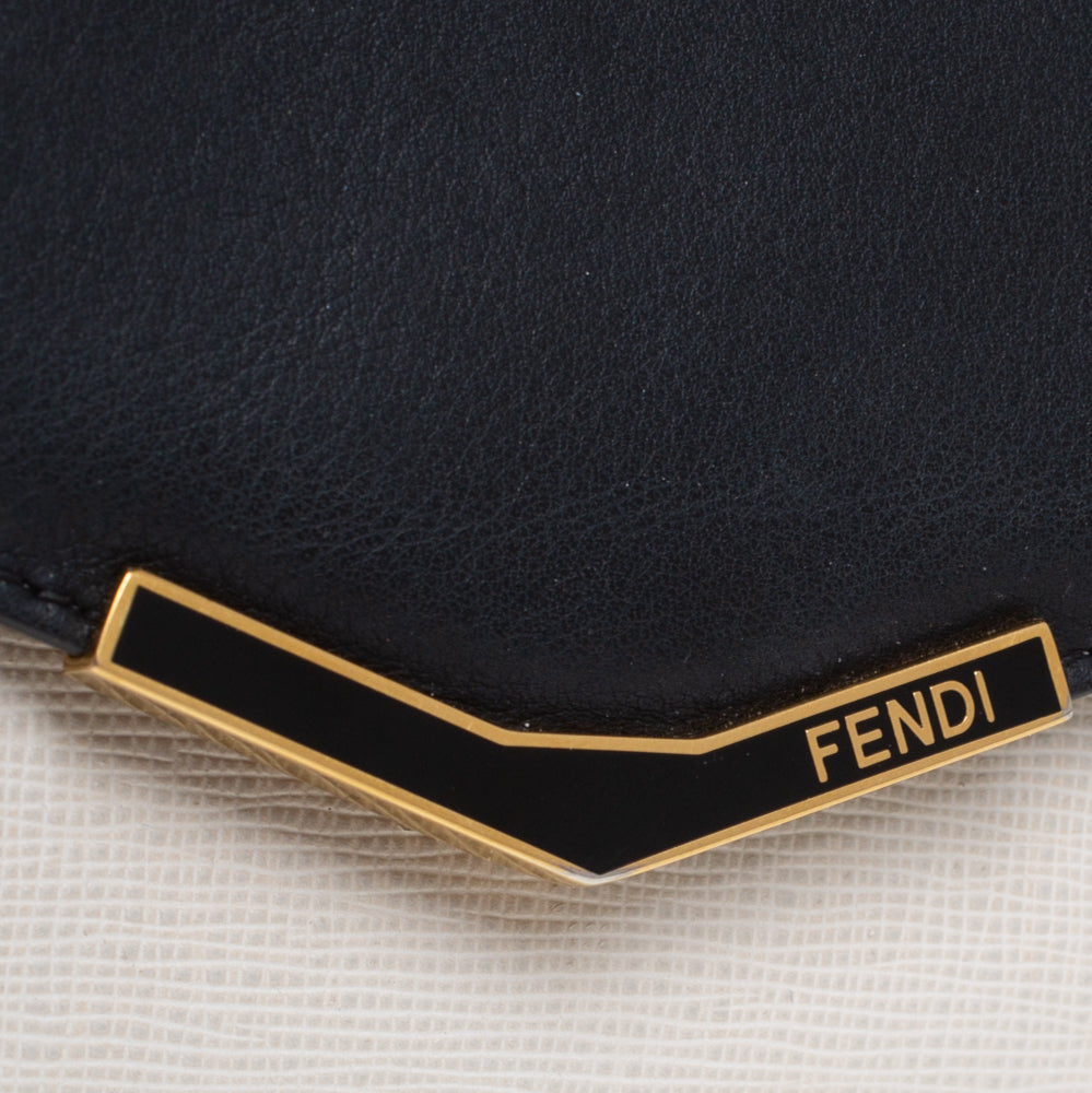 Fendi Off White/Black Leather Envelope Continental Wallet