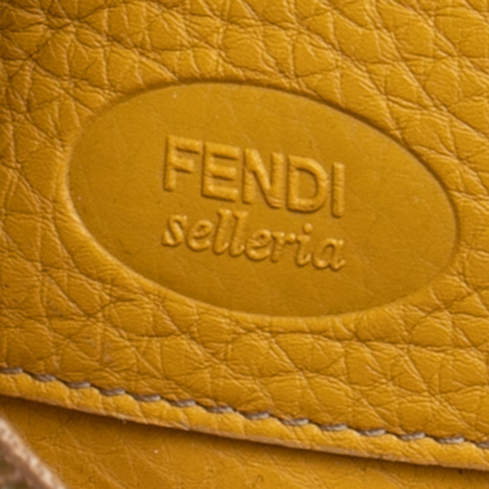 Fendi Yellow Leather Selleria Zip Around Wallet