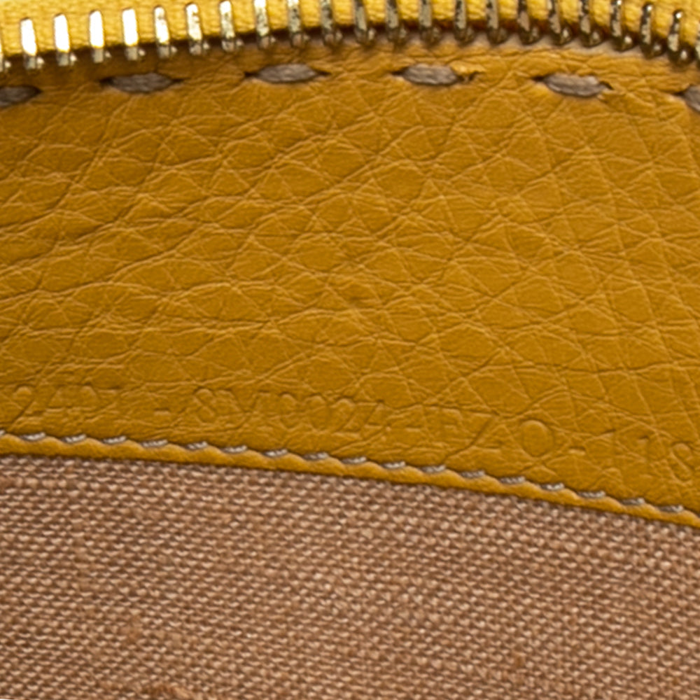 Fendi Yellow Leather Selleria Zip Around Wallet