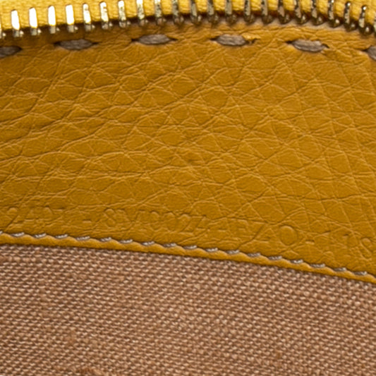 Fendi Yellow Leather Selleria Zip Around Wallet