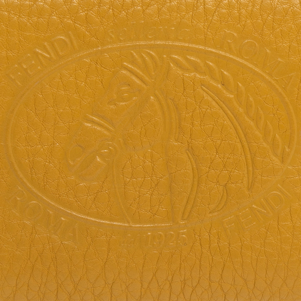 Fendi Yellow Leather Selleria Zip Around Wallet