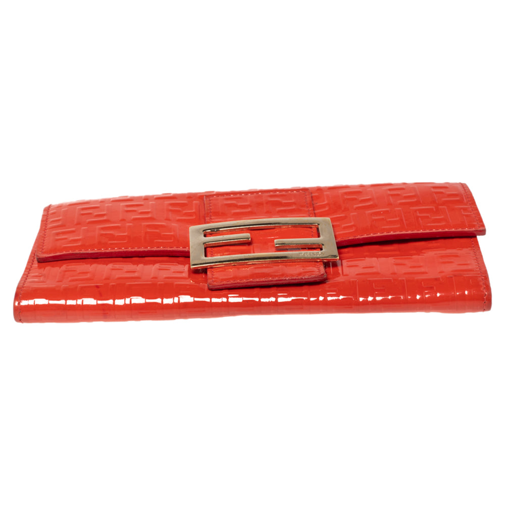 Fendi Orange Zucchino Patent Leather Continental Wallet