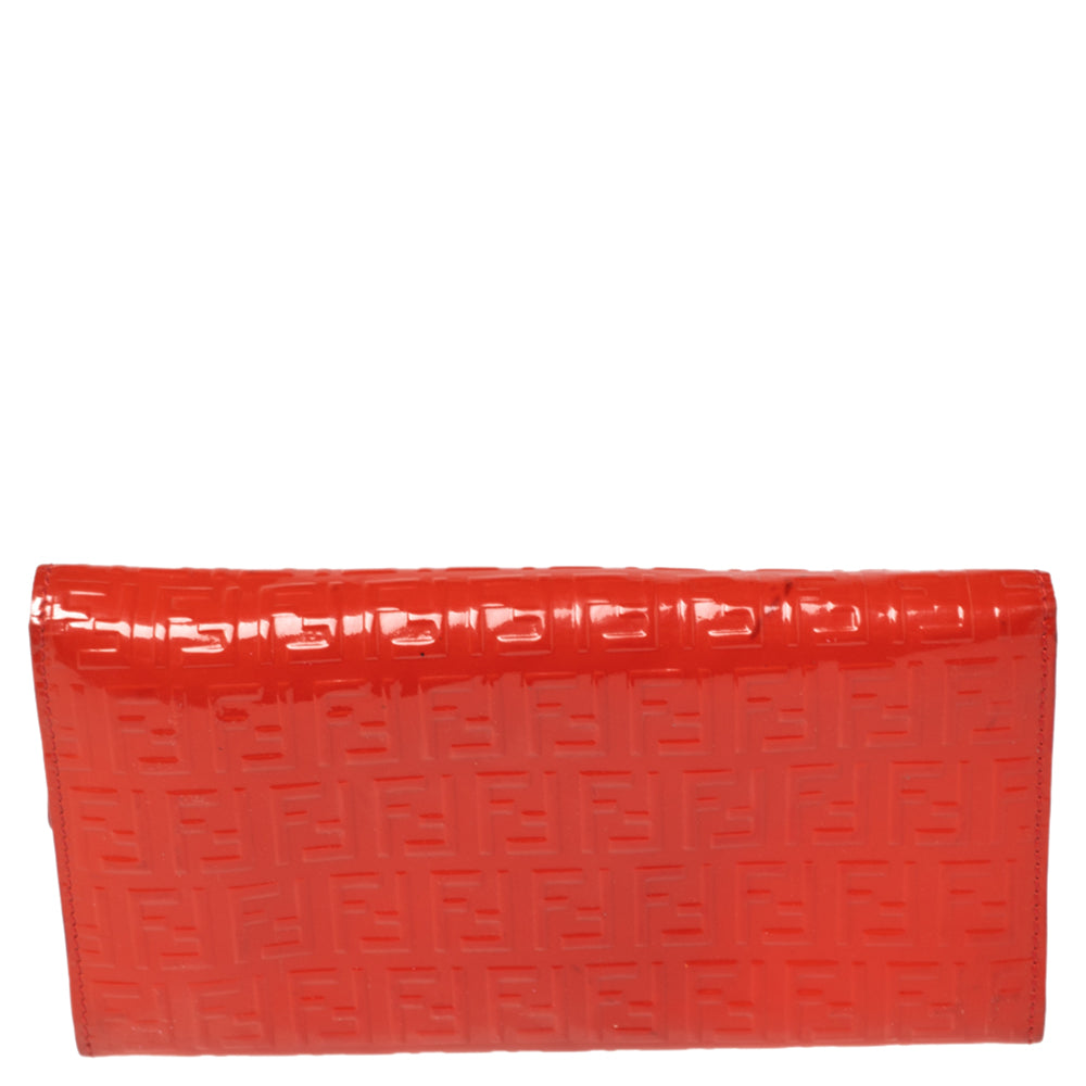 Fendi Orange Zucchino Patent Leather Continental Wallet