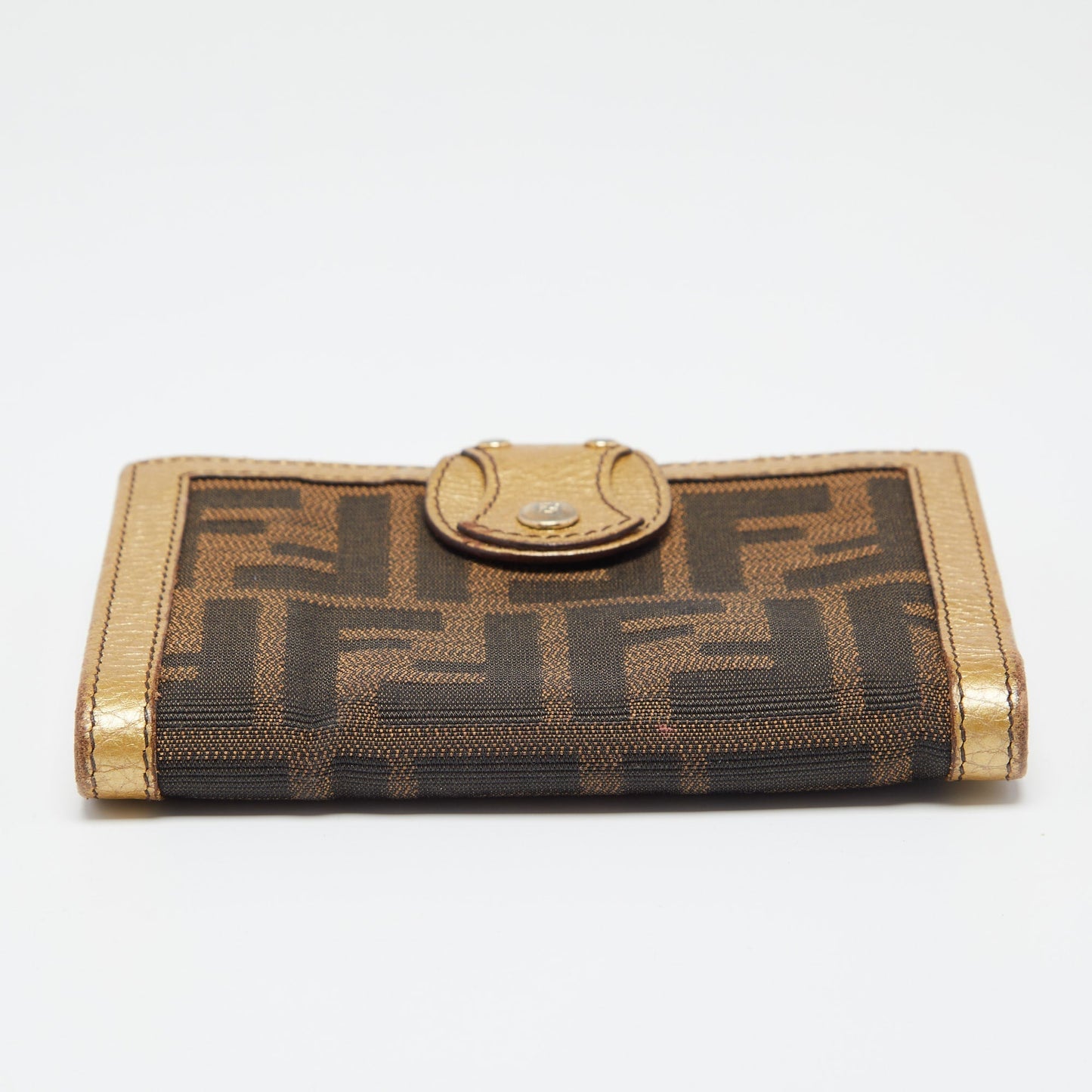 Fendi Tobacco/Gold Zucca Canvas and Leather French Compact Wallet