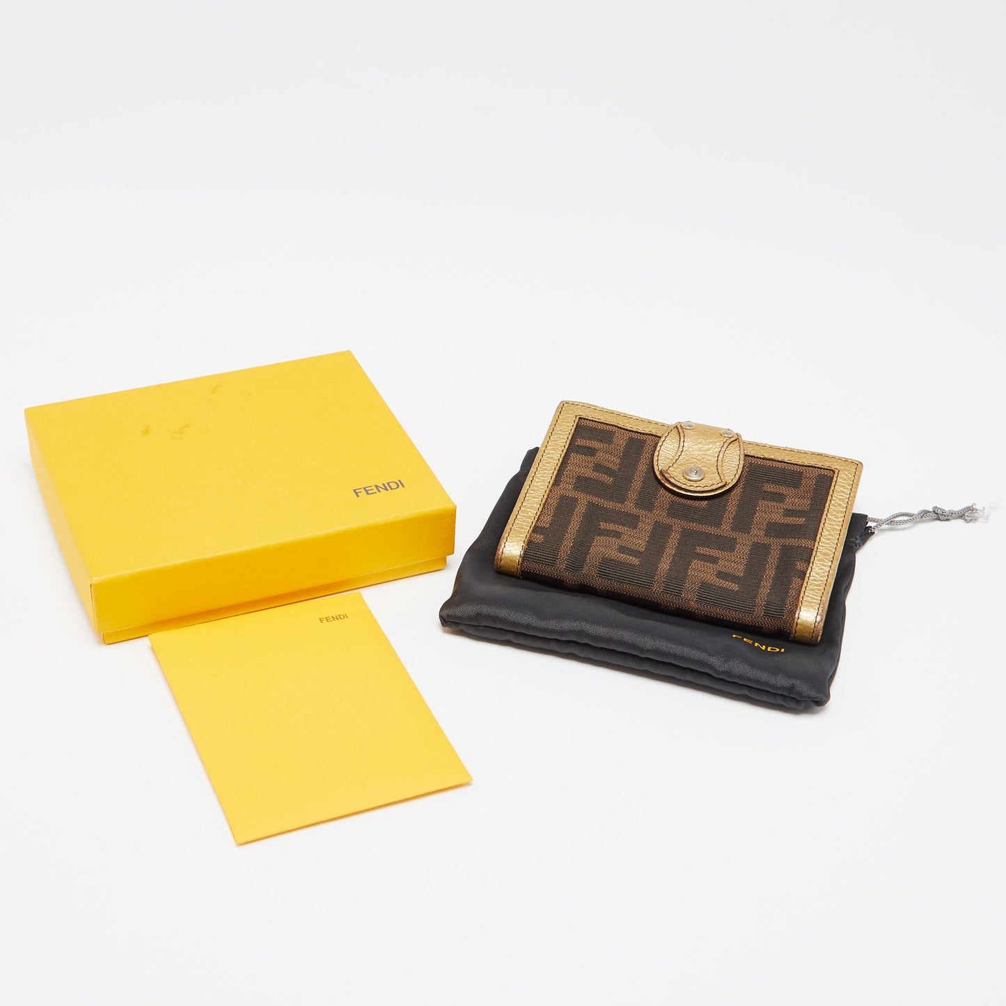 Fendi Tobacco/Gold Zucca Canvas and Leather French Compact Wallet