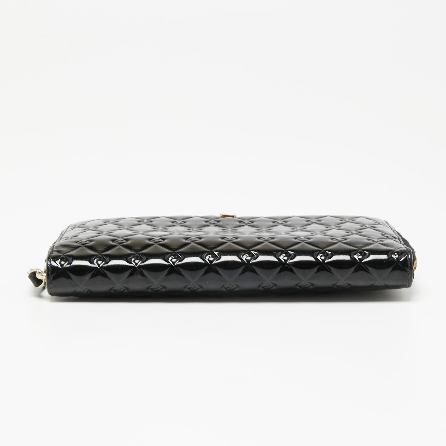 Fendi Black Patent Leather Zip Around Wallet