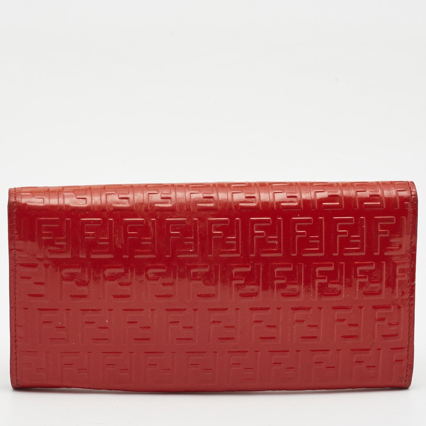 Fendi Orange Zucchino Patent Leather Mia Flap Continental Wallet