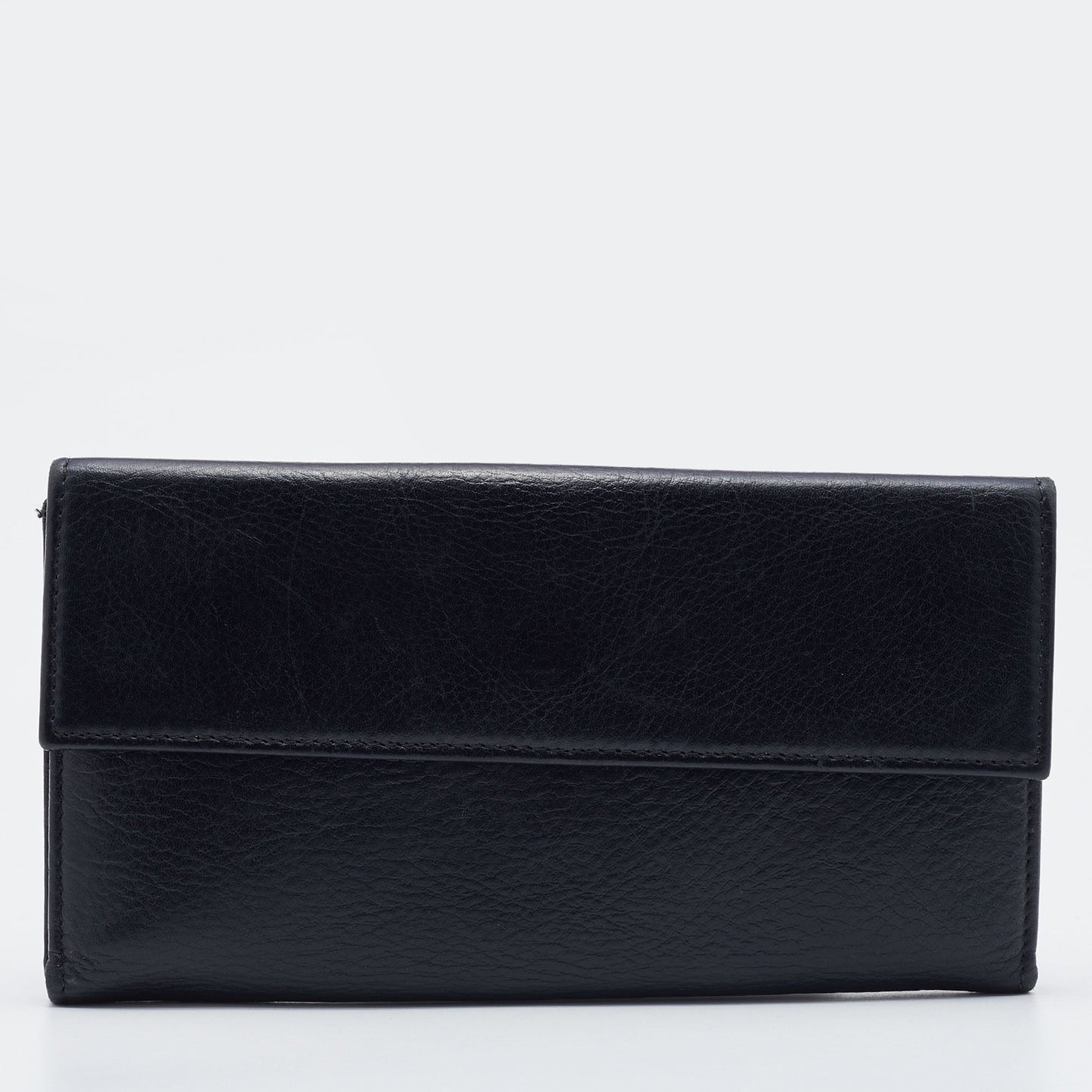 FENDI Black Leather Flap Continental Wallet