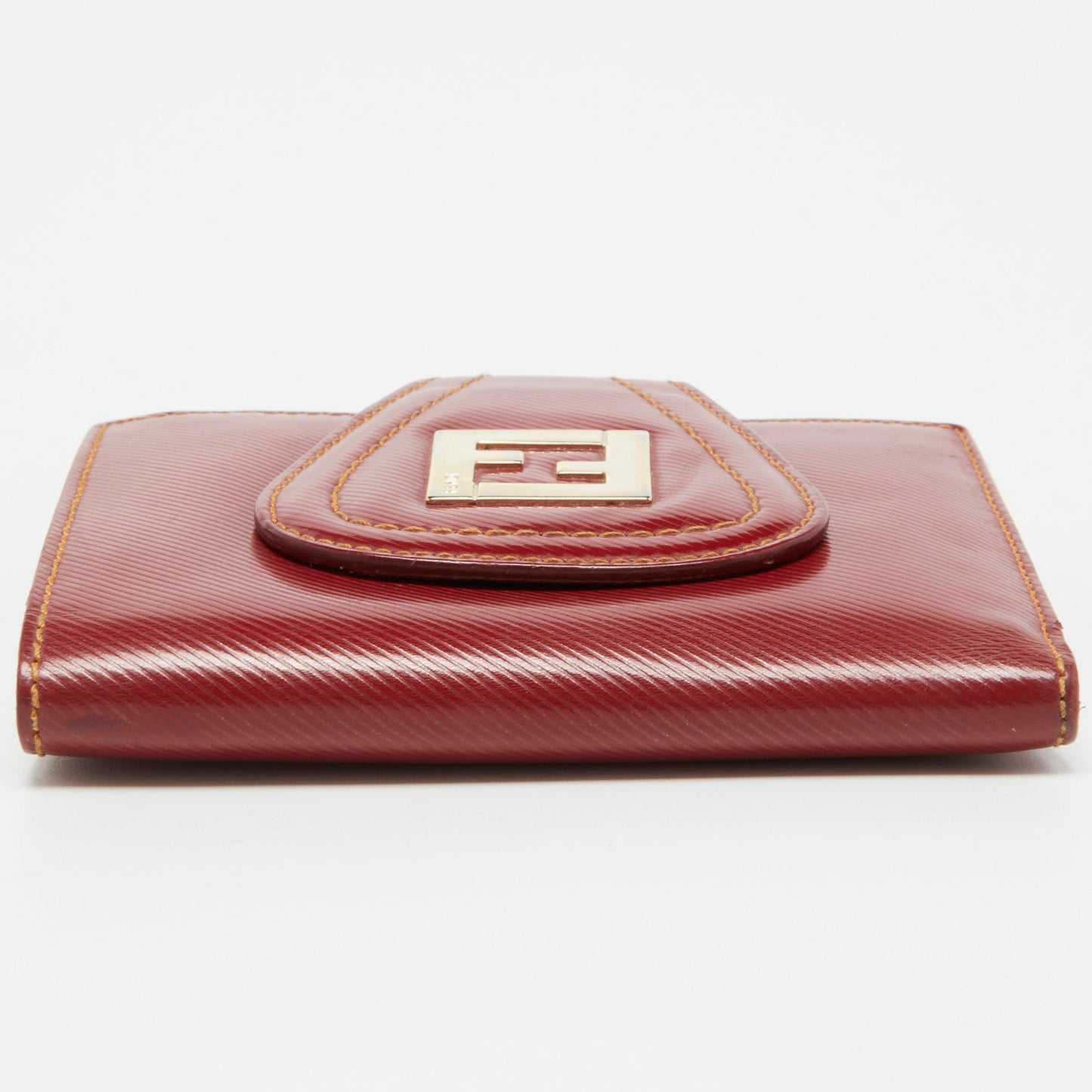 FENDI Red Coated Canvas Compact Flap Wallet