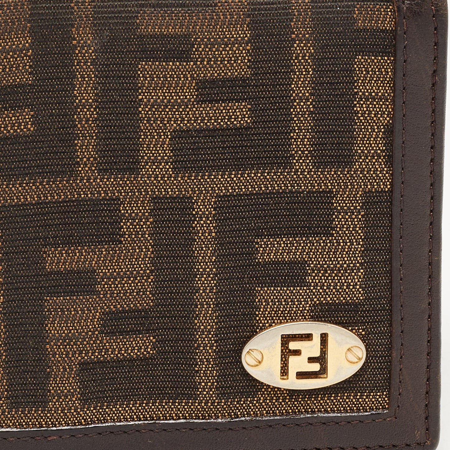 FENDI Tobacco Zucca Canvas and Leather FF Flap Continental Wallet