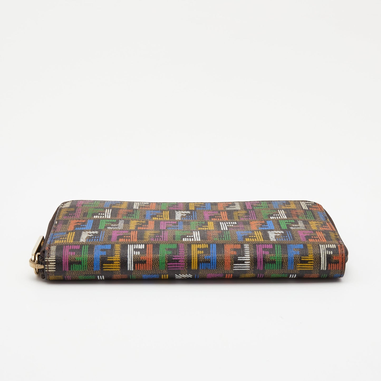 FENDI Multicolor Zucchino Coated Canvas Zip Around Wallet