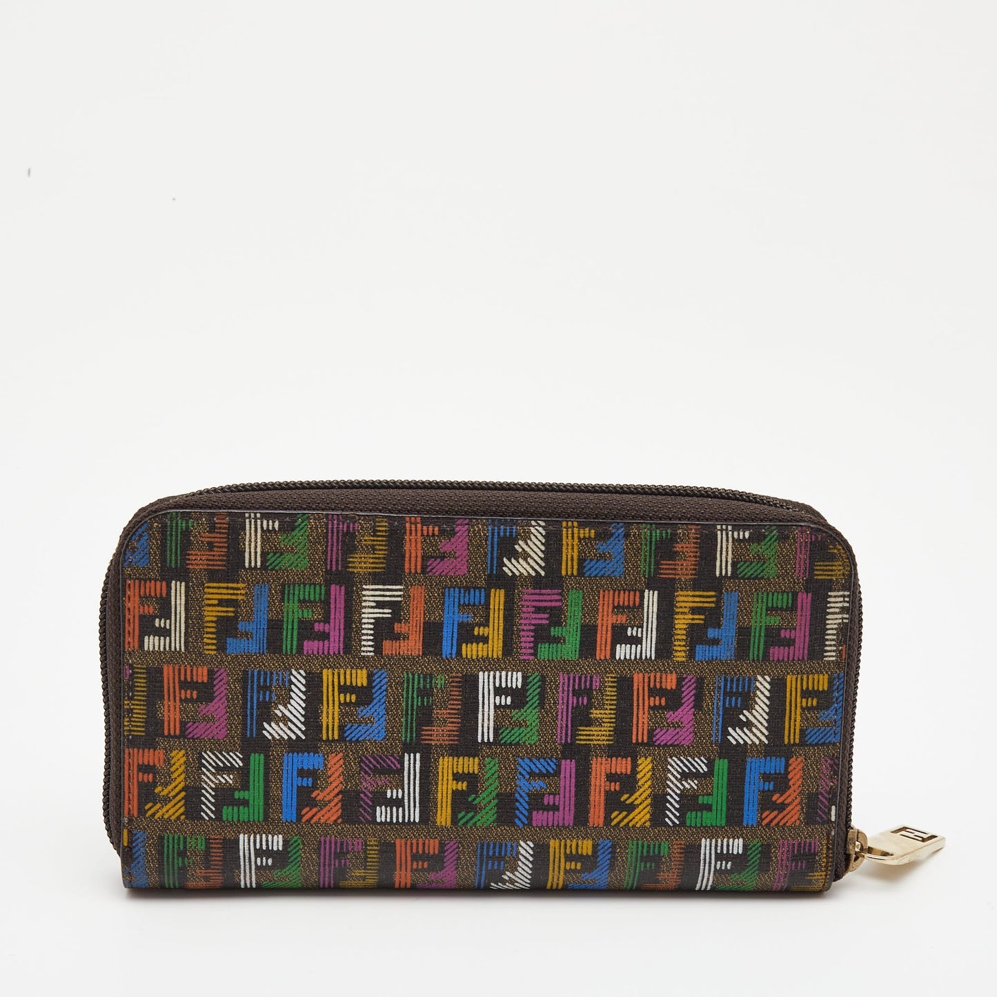 FENDI Multicolor Zucchino Coated Canvas Zip Around Wallet