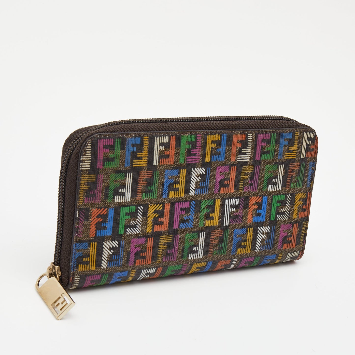 FENDI Multicolor Zucchino Coated Canvas Zip Around Wallet