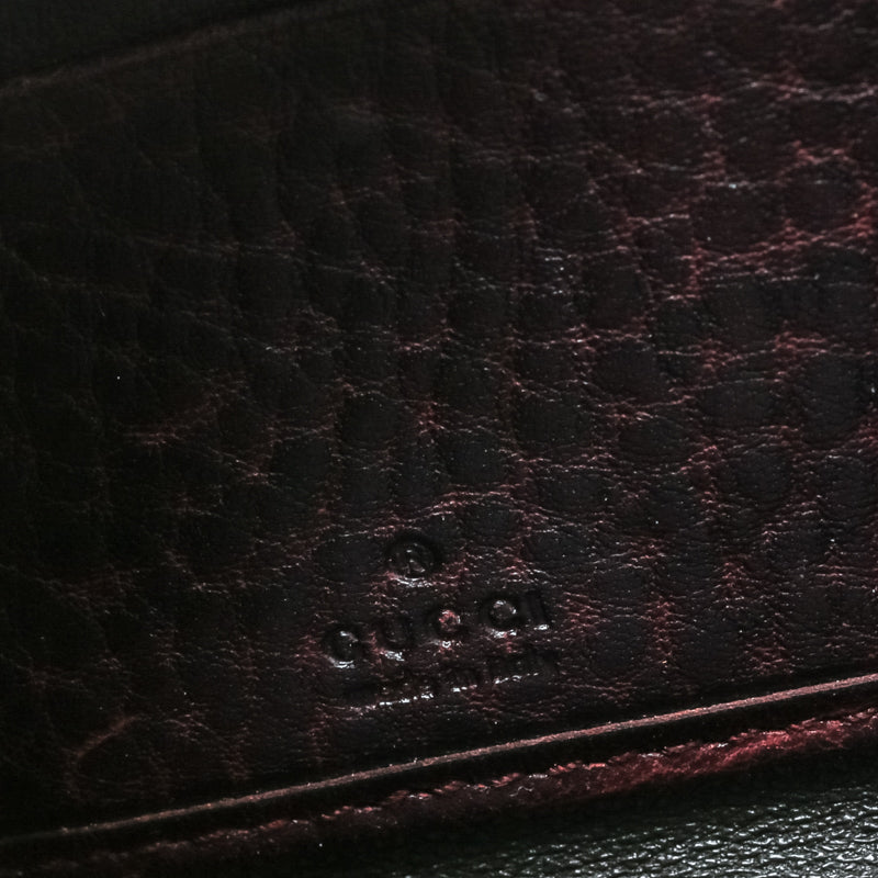 Gucci Burgundy Guccissima Leather Bamboo Tassel Zip Around Wallet