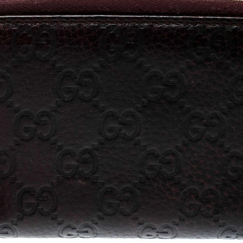 Gucci Burgundy Guccissima Leather Bamboo Tassel Zip Around Wallet