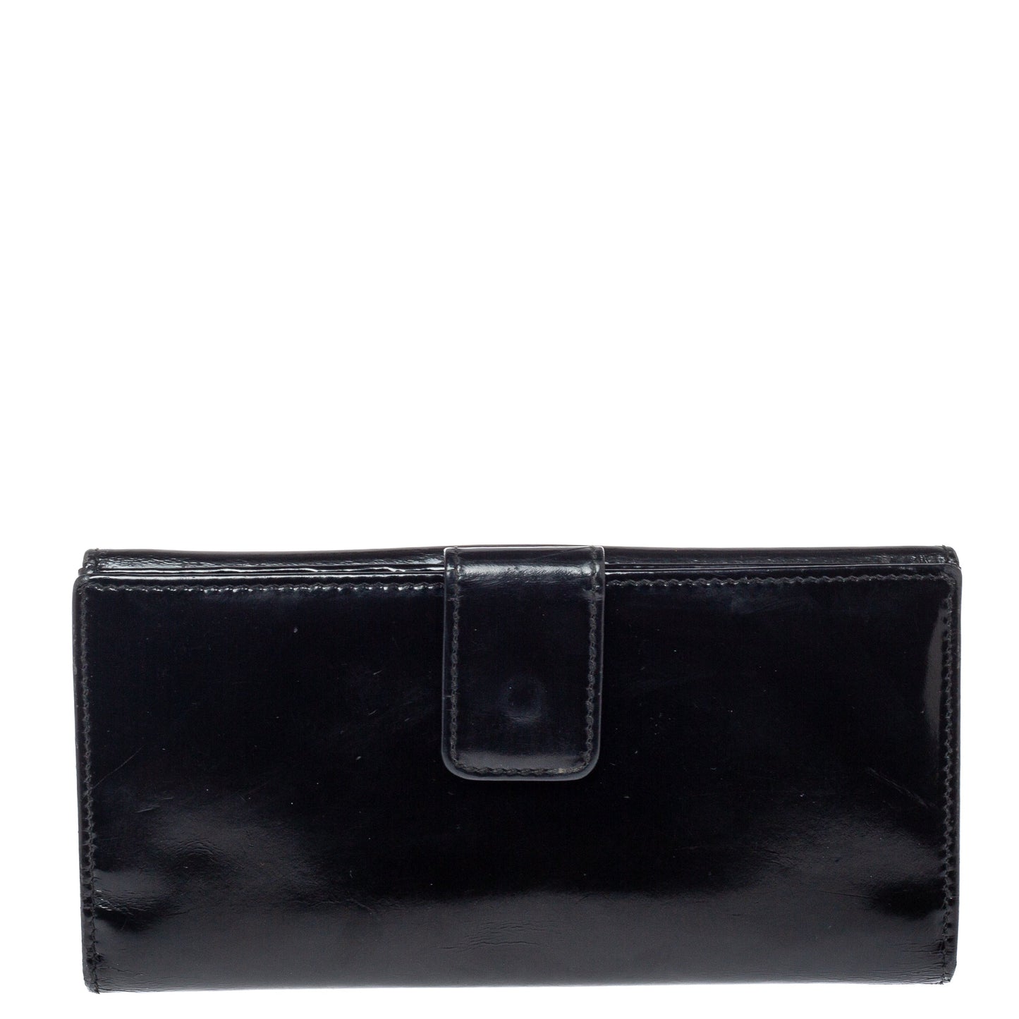 Gucci Black Patent Leather Trifold Wallet