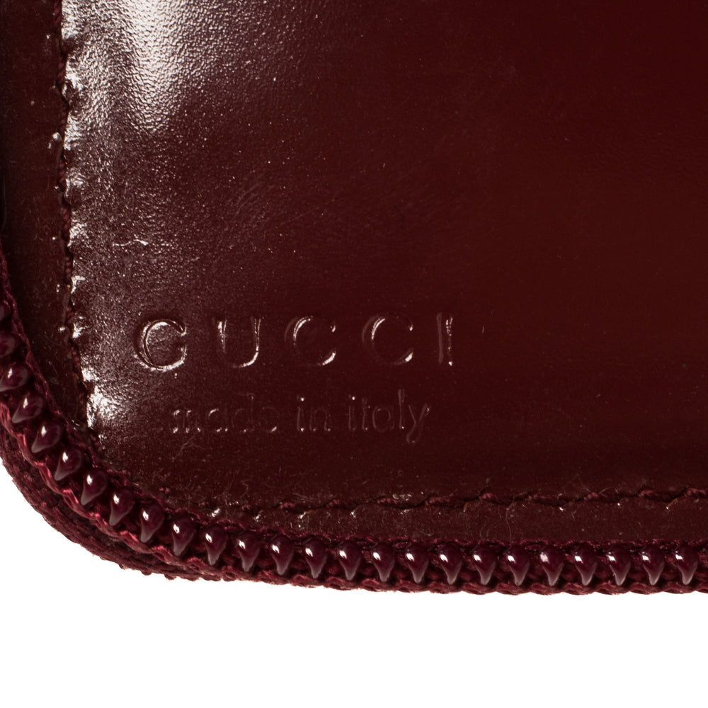 Gucci Red Canvas Logo Zip Around Compact Wallet