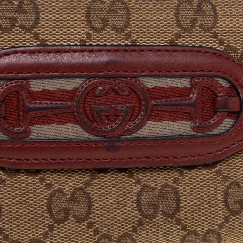 Gucci Beige/Copper GG Canvas and Leather Flap Continental Wallet