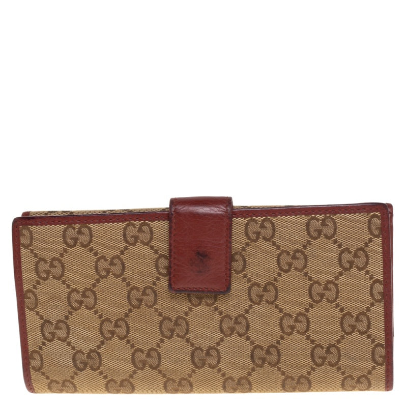 Gucci Beige/Copper GG Canvas and Leather Flap Continental Wallet