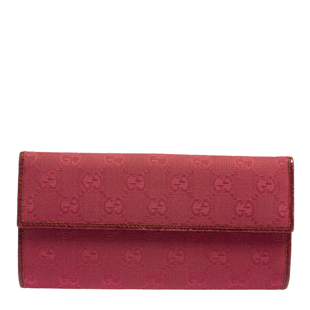 Gucci Fuchsia GG Canvas and Leather Horsebit Clasp Continental Wallet