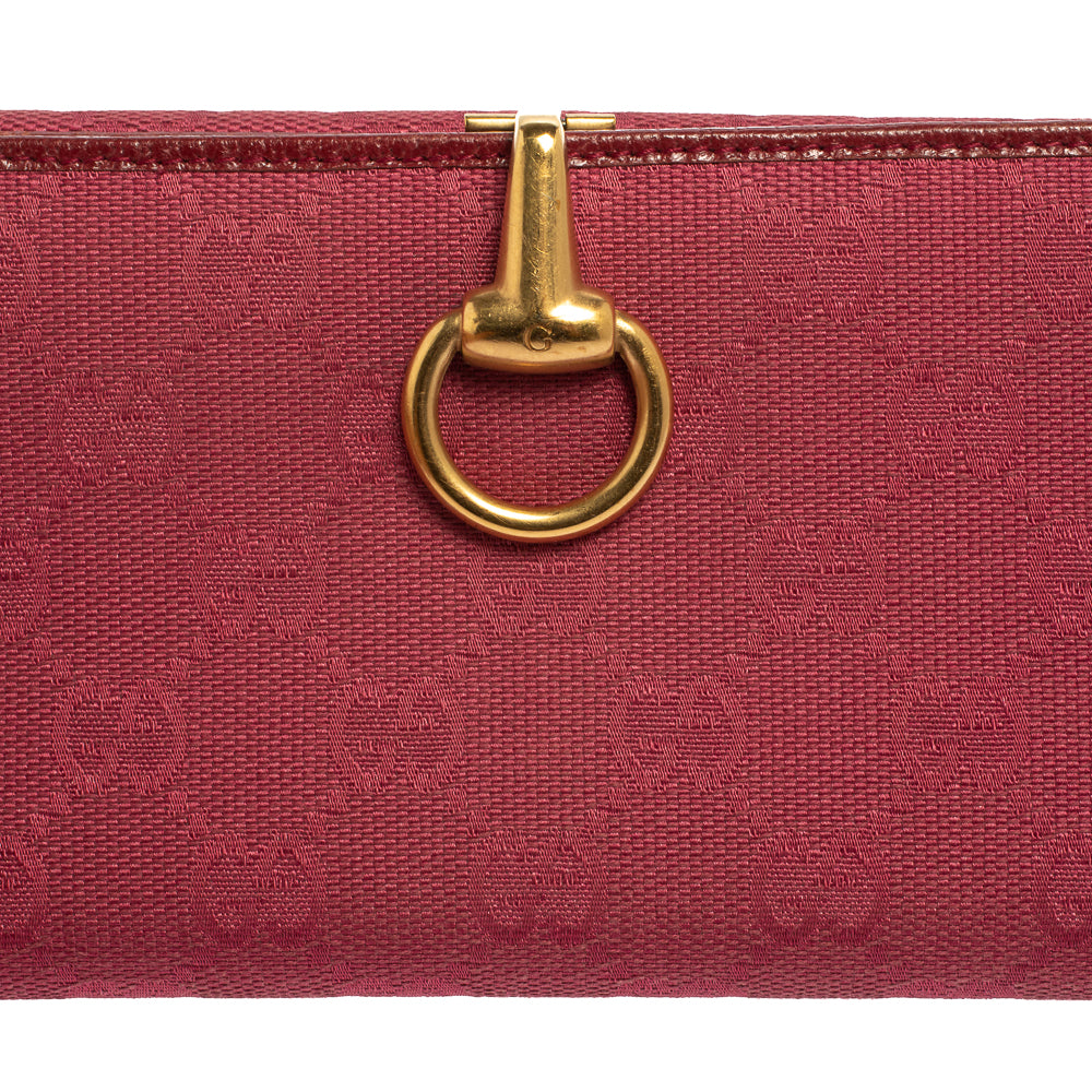 Gucci Fuchsia GG Canvas and Leather Horsebit Clasp Continental Wallet