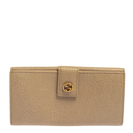 Gucci Beige Leather Interlocking G Continental Wallet