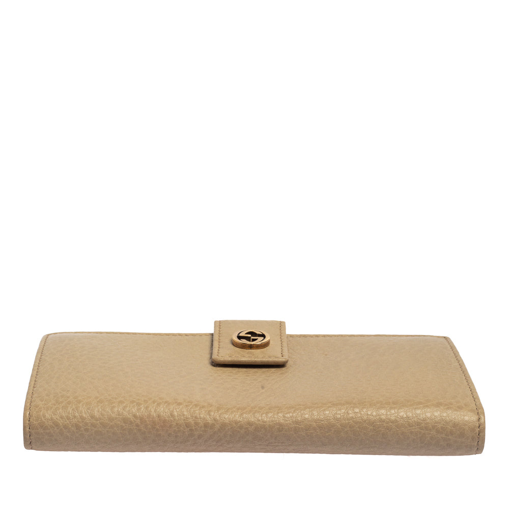 Gucci Beige Leather Interlocking G Continental Wallet